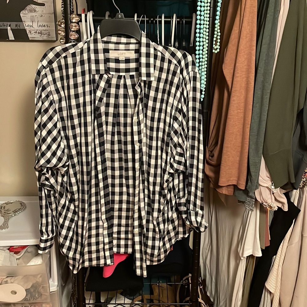 Button down long sleeve, checkered shirt